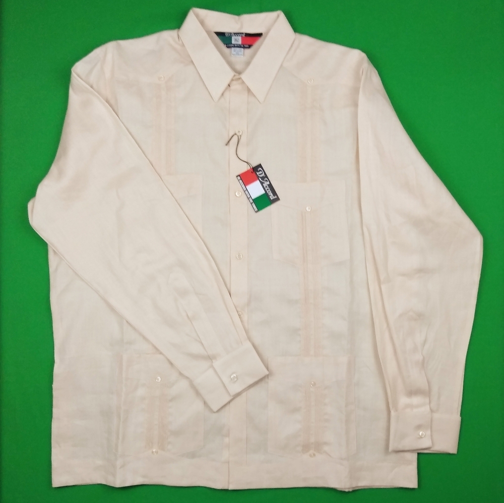 NWT 100% Linen D'Accord Long Sleeve Guayabera